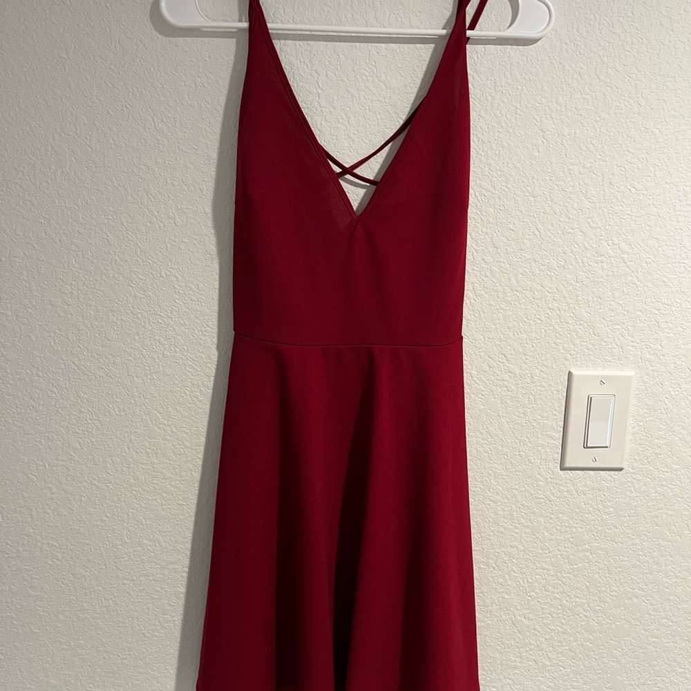Red Criss crossed skater dress